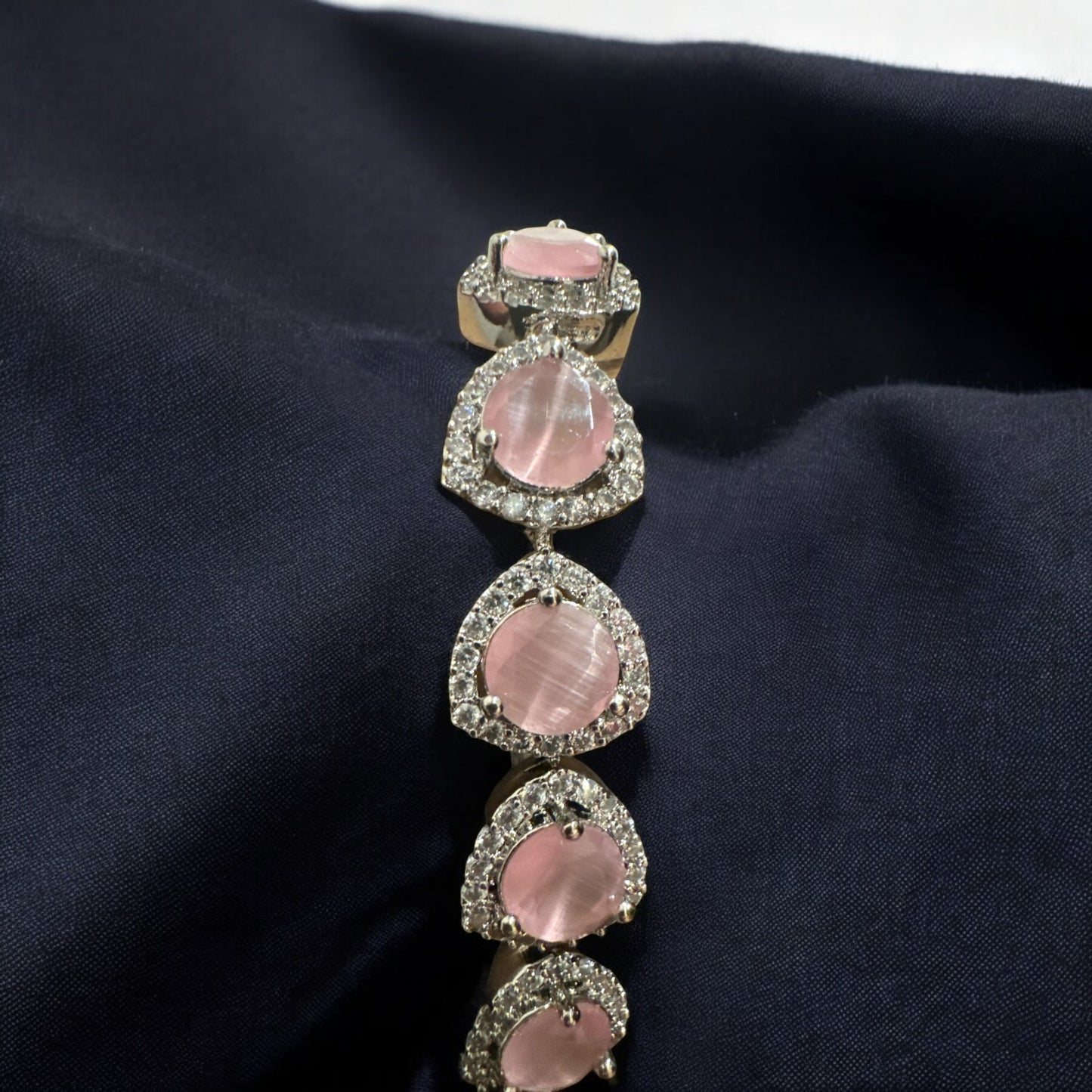 Modern Adjustbale Bracelet with AD and Pink Beads