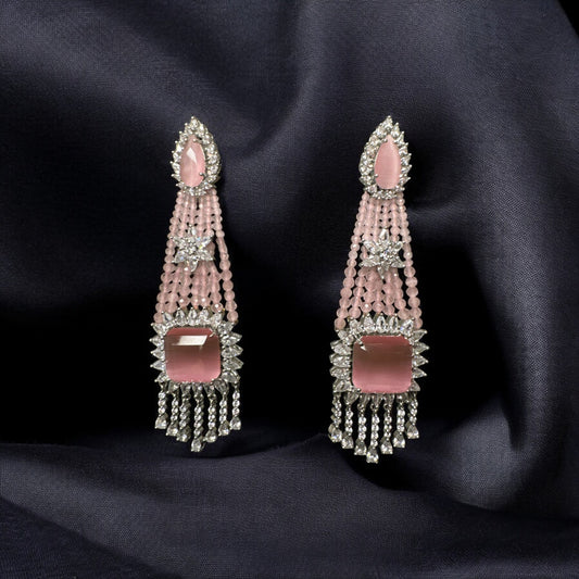 Latest Partywear Dangler in AD with Pink Hydrobeads