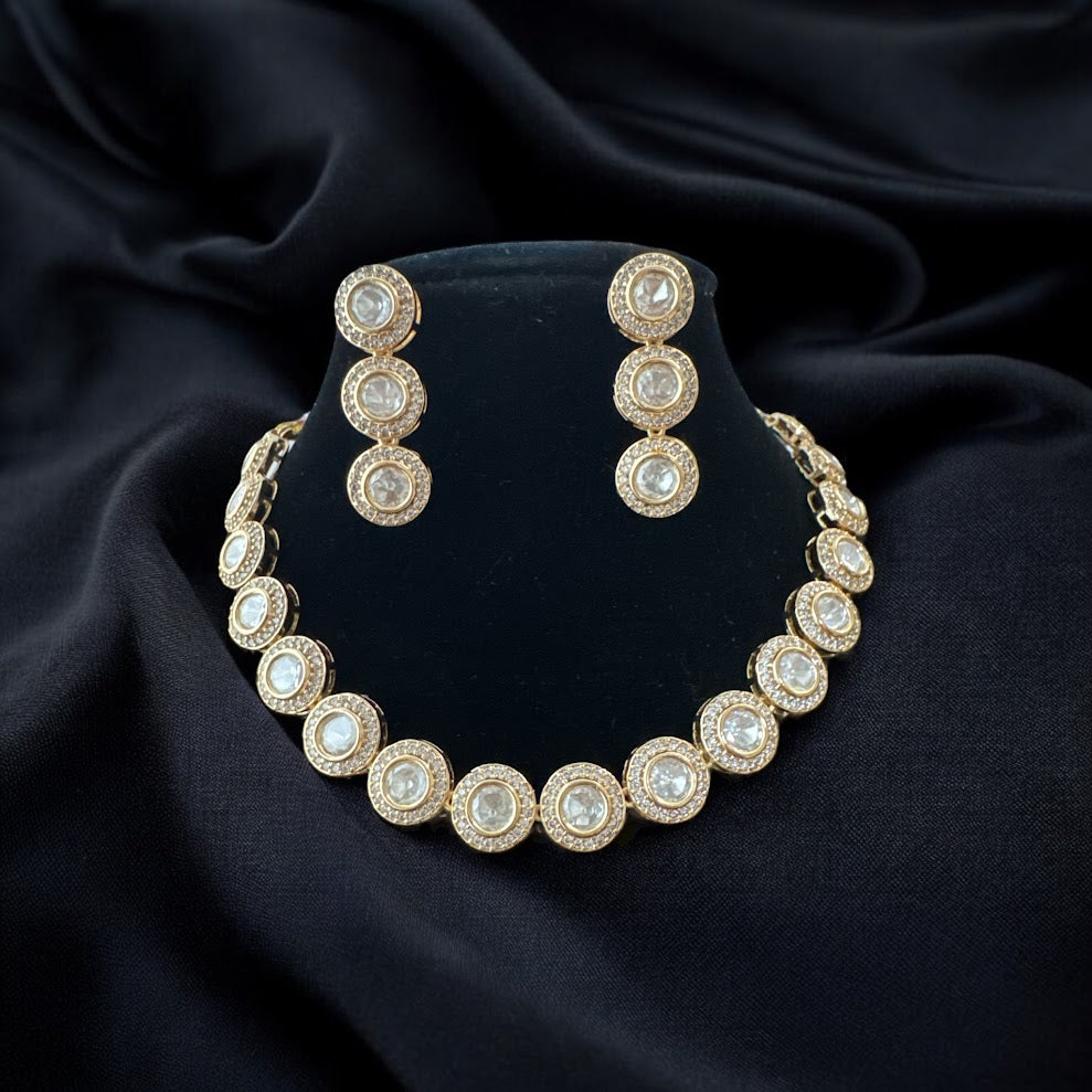 Timeless AD Necklace Set in Gold Finish