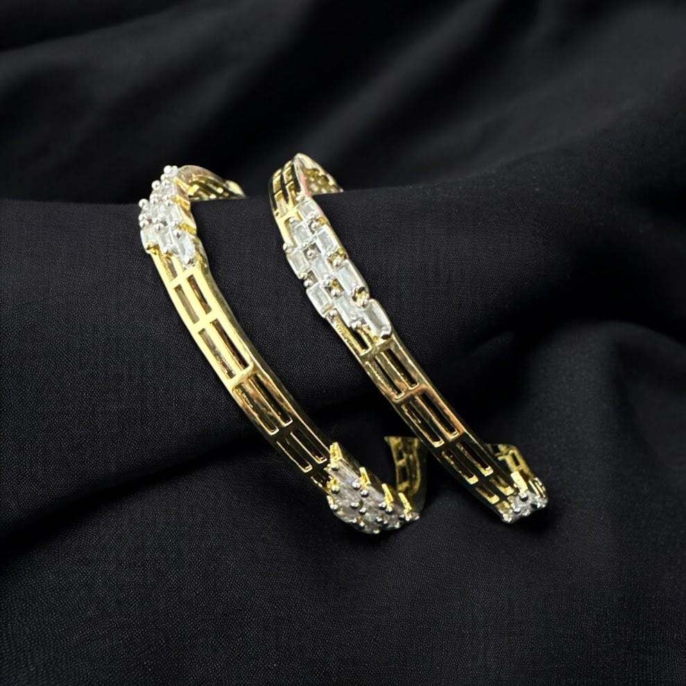 Dazzling AD Dual Tone Bangles, Size 2.6