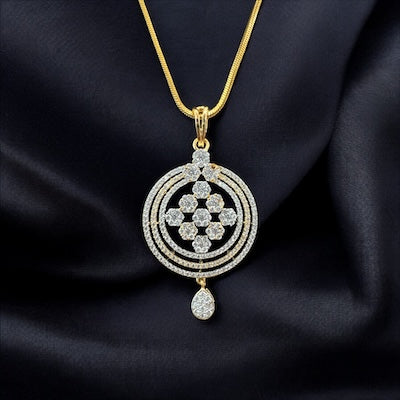 Elegant AD Pendant Set in Gold Finish