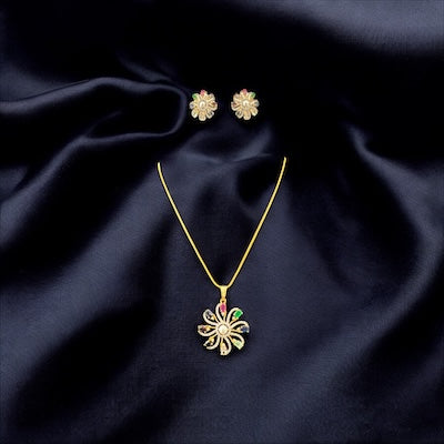 Navratran Pendant Set in Gold Finish