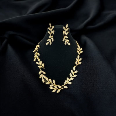 Modern AD Necklace Set in Gold Finish