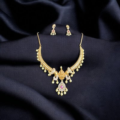 Classic Laxmiji Hasli with Pearls in Golden Finish