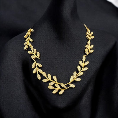 Modern AD Necklace Set in Gold Finish