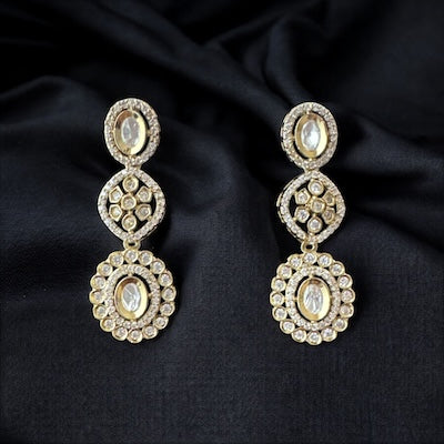 Trendy Double LayerTyaani Kundan and AD Necklace Set in Matt Finish