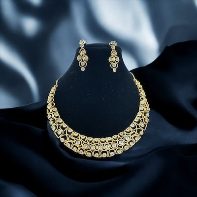 Elegant AD Gold Finish Necklace Set