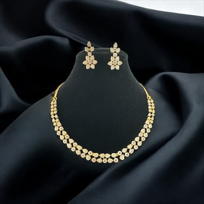 Intricate Design Necklace Set in Gold Finish