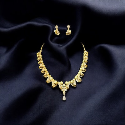 Sophisticated AD Necklace Set in Gold Finish