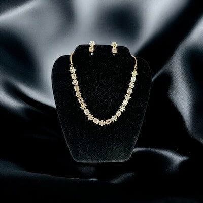 Sleek and Elegant Necklace Set in Gold Finish